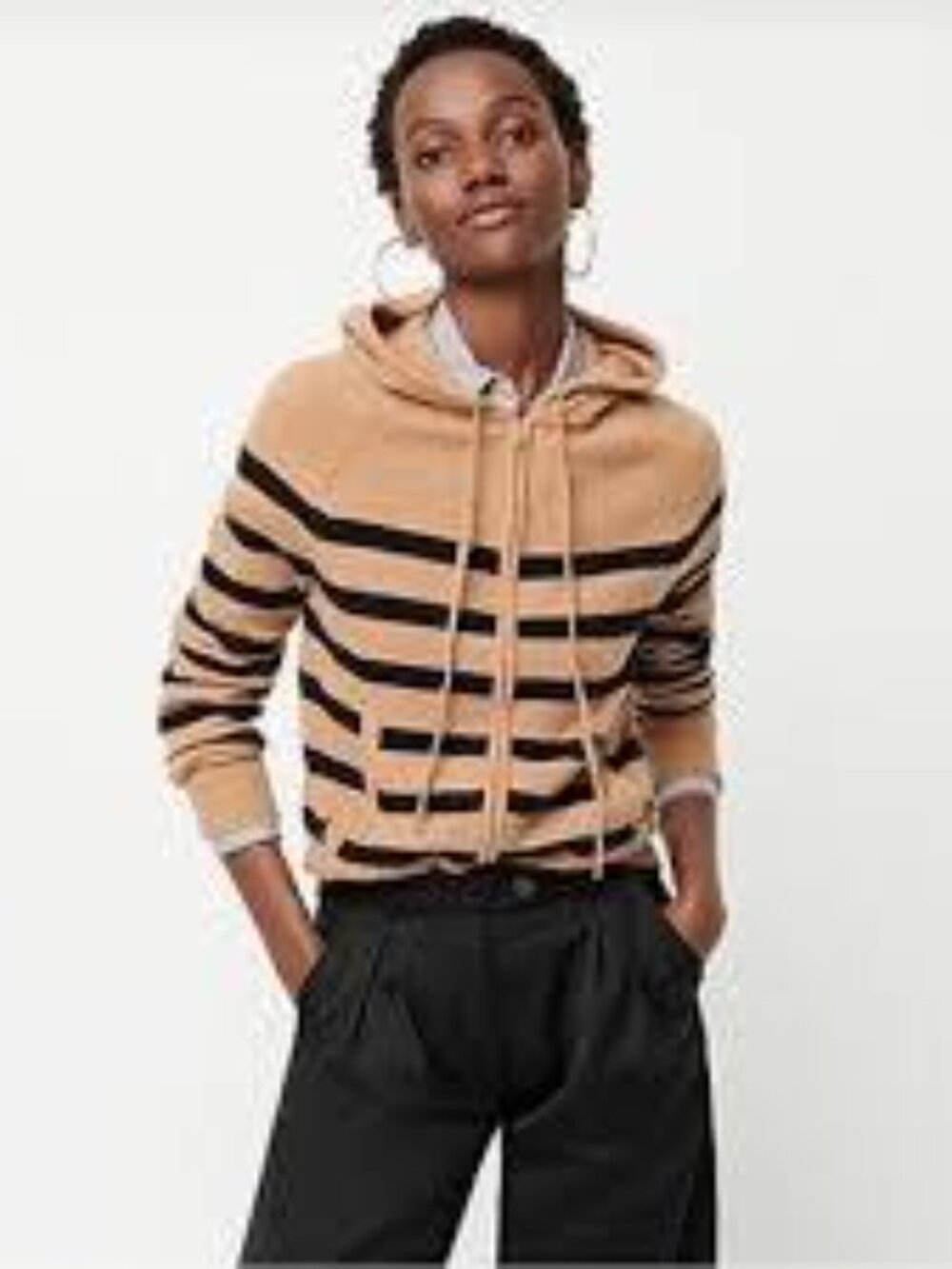 J.Crew Zip-up Stripe Hoodie in Heather Acorn Black